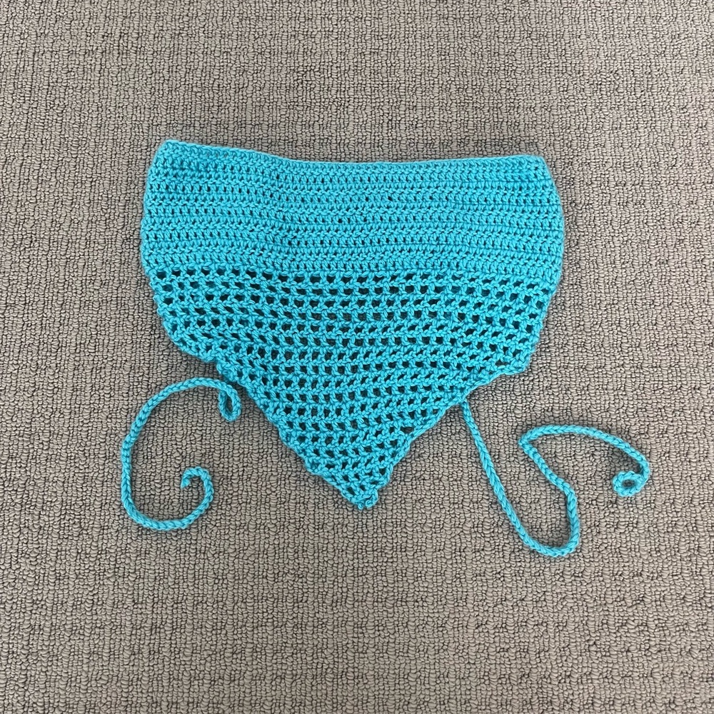 Hand made crochet top bright blue size xs/s